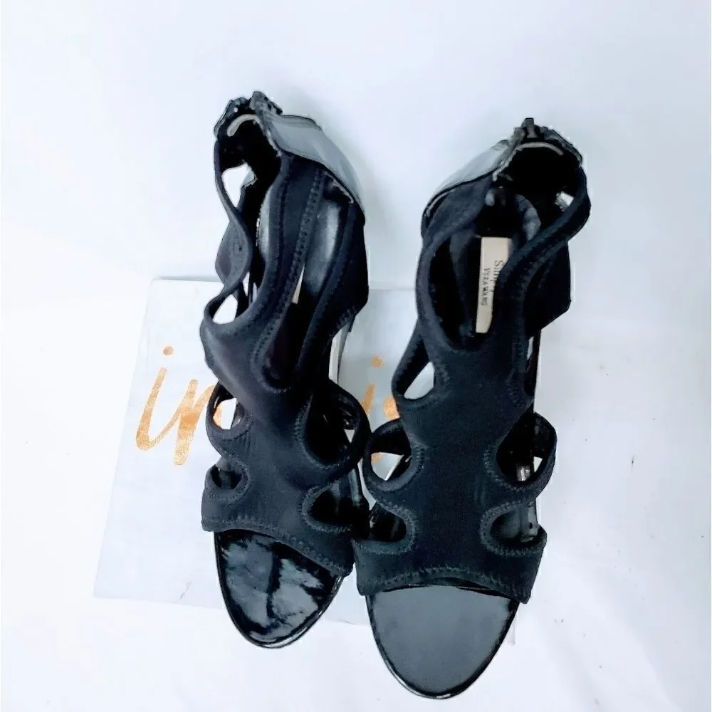 Vera Wang Svettie Black Platform Wedges 9.5